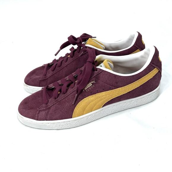 Puma Suede Classic XXI Grape Wine / Dandelion Yellow / White Sneakers - Picture 4 of 7